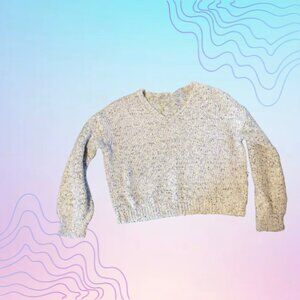 WILD FABLE Textured V-Neck Boucle Knit Sweater